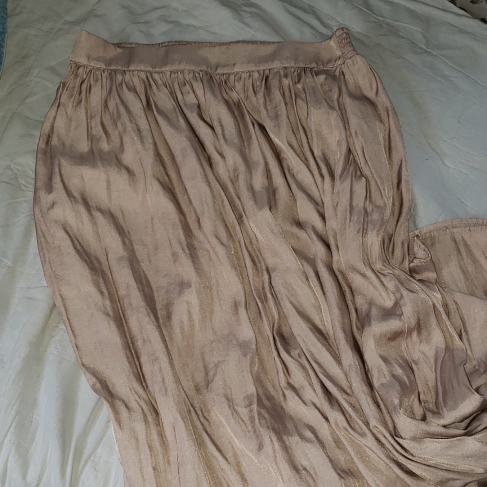 Light Pink Satin Maxi Skirt